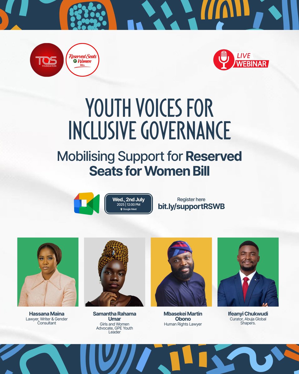 reservedseats's tweet image. Join the Live Webinar Today!!
This is a key moment in the fight for greater women representation in governance. Show up. Speak up. Be part of the change.
#reservedseats #WomenEmpowerment