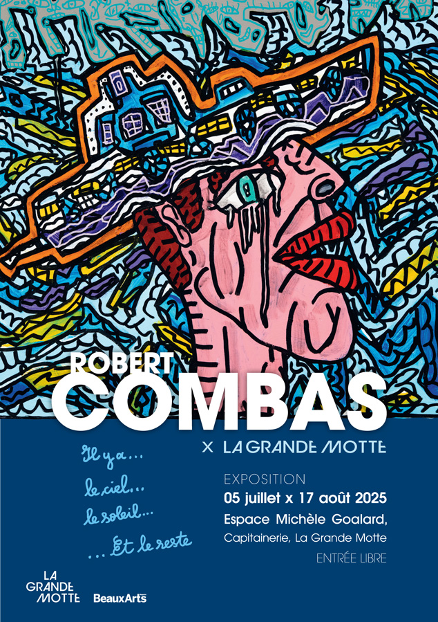 ecomnews_agenda's tweet photo. 📅🎨#culture : À l’occasion de son 50e anniversaire et dans le prolongement d’une collaboration artistique initiée en 2024, la Ville de #LaGrandeMotte a la fierté d’accueillir une exposition personnelle de #RobertCombas, artiste emblématique de la Figuration Libre, à l’Espace Michèle Goalard de la Capitainerie. Intitulée « Il y a… le ciel, le soleil… et le reste », cette exposition immersive s’inscrit dans un cycle d’événements festifs débuté l’an passé : créations d’affiches, fresques lumineuses monumentales et concert-performance du groupe Les Sans Pattes. L’été 2025 marque le point d’orgue de cette rencontre artistique exceptionnelle, pensée comme un hommage vibrant à la ville utopique de Jean Balladur. @S_Rossignol. Exposition du 5 juillet au 17 août à La Grande Motte Espace Michèle Goalard – Capitainerie du Port Entrée libre