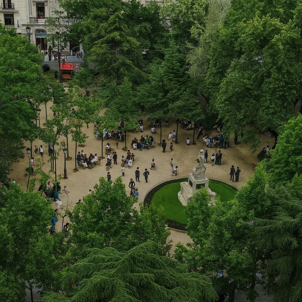 La Plaza de Santa Ana cuando era un refugio climático de Madrid.