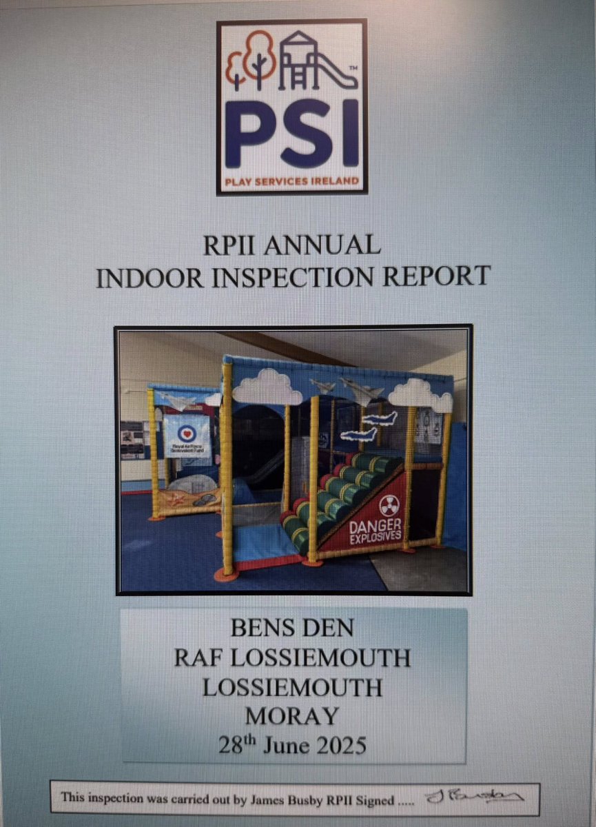 raflossiehive's tweet image. Annual Inspection completed for Bens Den Soft Play but a wee reminder to ALL users of the facility……please please keep furniture away from the frame of the structure. Thank you