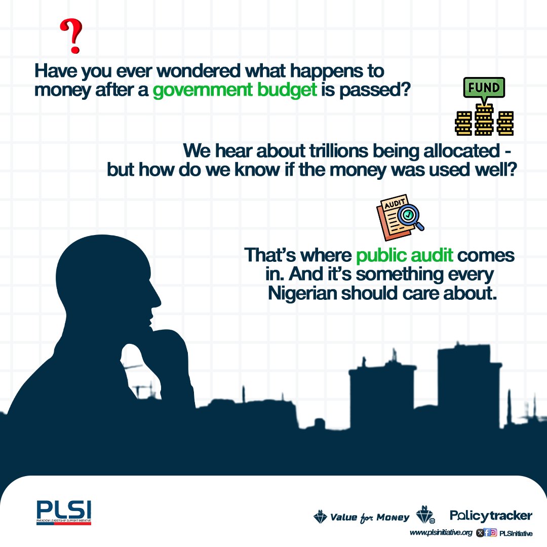 💥 Introducing PLSI's 9-slide guide that breaks down #PublicAudits in simple terms for Nigerians!

#Nigeria loses billions yearly due to weak audit system and poor citizen engagement.

In your community, if roads are still bad, schools empty, and clinics underfunded, someone