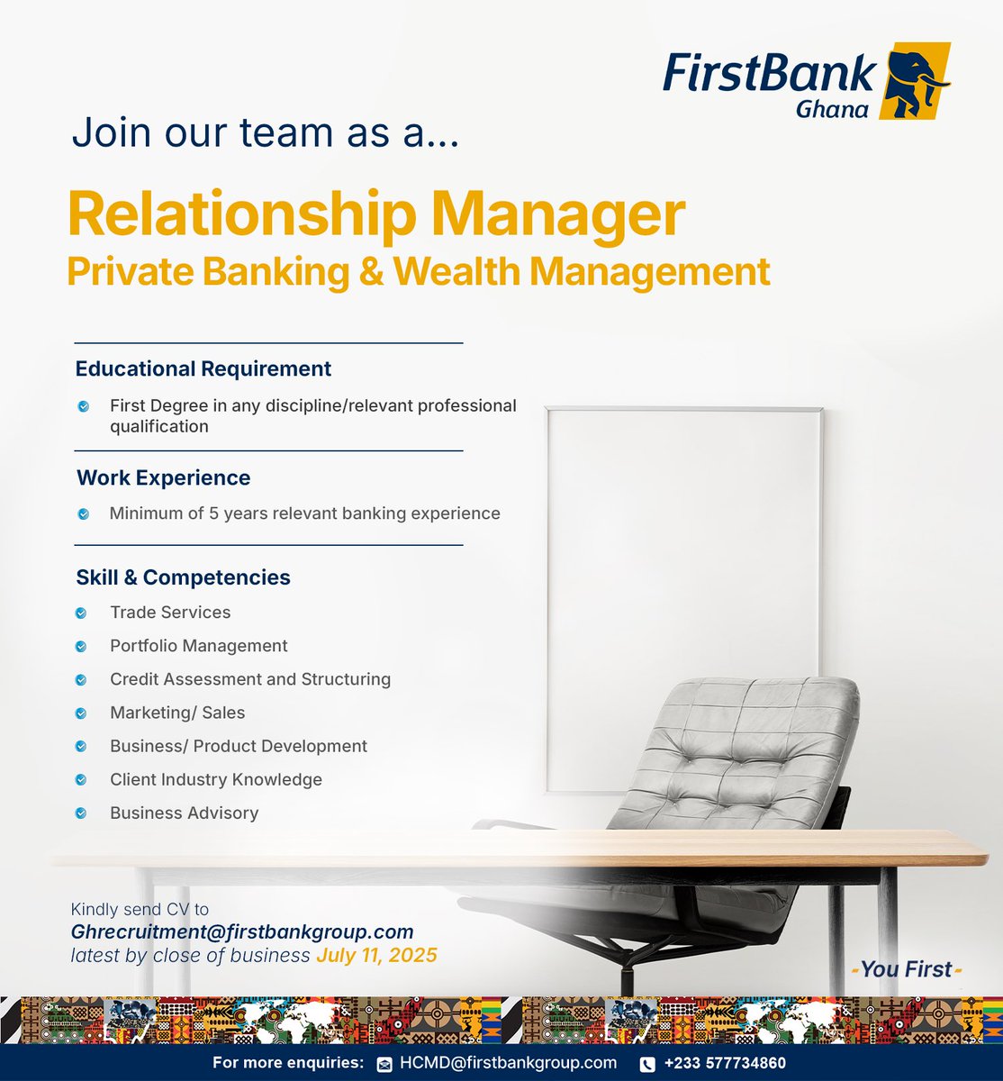 Become part of the FirstBank family! Apply by July 11, 2025

#YouFirst #banking #YouFirst
