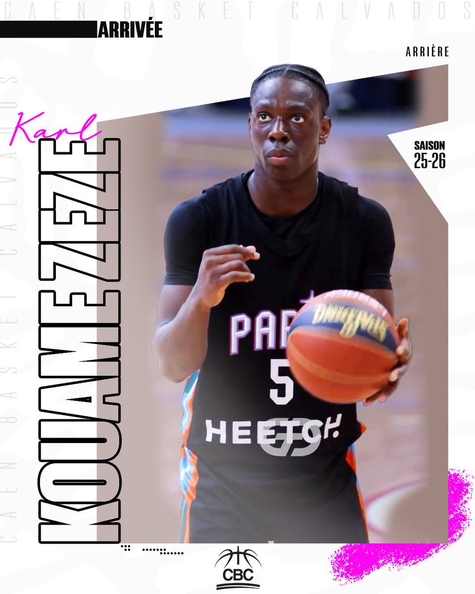 Caen Basket Calvados (@caenbc14) on Twitter photo Bienvenue à Caen, 𝗞𝗮𝗿𝗹 𝗞𝗼𝘂𝗮𝗺𝗲́ ! 🙌
Espoir du basket français, Karl arrive en provenance du <a href="/ParisBasketball/">Paris Basketball</a>. Poste 2, shooteur à 3 pts, il a inscrit 12,1 pts de moyenne en Espoirs la saison dernière. Karl a aussi connu l’EuroBasket avec l’équipe de France U16. ✊⬇️ Bienvenue à Caen, 𝗞𝗮𝗿𝗹 𝗞𝗼𝘂𝗮𝗺𝗲́ ! 🙌
Espoir du basket français, Karl arrive en provenance du <a href="/ParisBasketball/">Paris Basketball</a>. Poste 2, shooteur à 3 pts, il a inscrit 12,1 pts de moyenne en Espoirs la saison dernière. Karl a aussi connu l’EuroBasket avec l’équipe de France U16. ✊⬇️