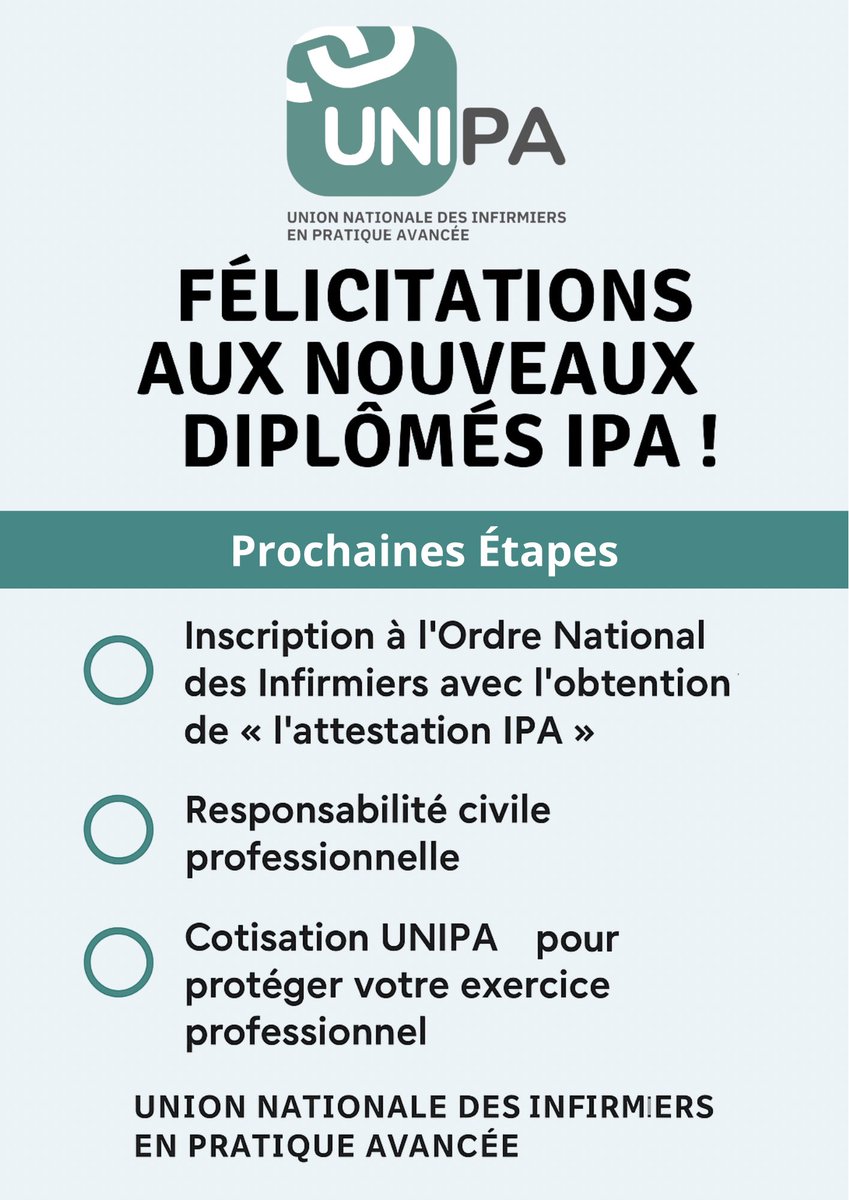 🎓 Félicitations à toutes les nouvelles et tous les nouveaux diplômés IPA !
Vous avez franchi une étape exigeante, mais essentielle : celle de la responsabilité accrue et de l’engagement pour une pratique avancée infirmière notamment centrée sur l’accès aux soins.

🌀 Quelque