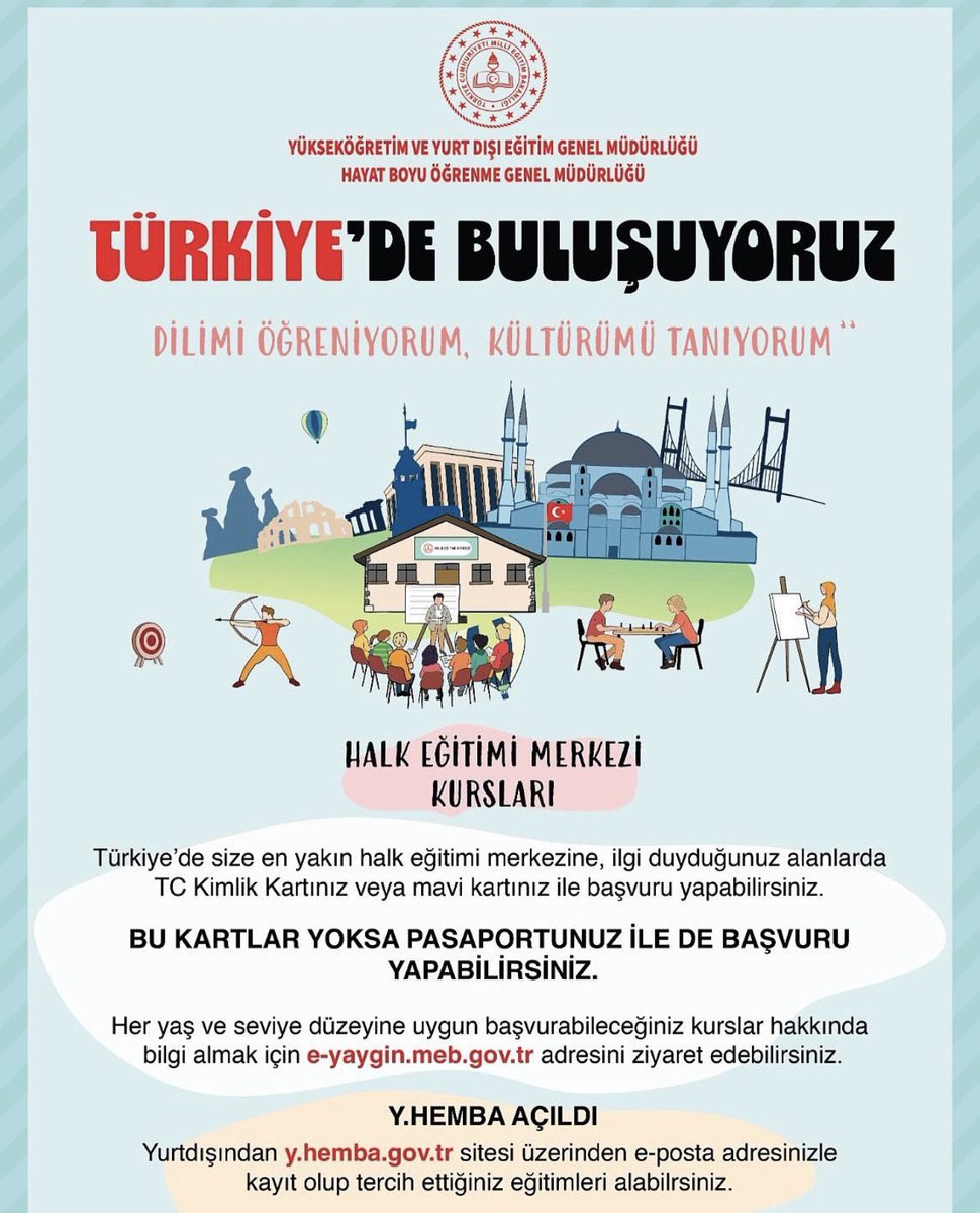 Y.HEMBA (Yurt Dışı Halk Eğitimi Merkezleri Bilişim Ağı)  platformu kayıtlara başlamış bulunmaktadır.