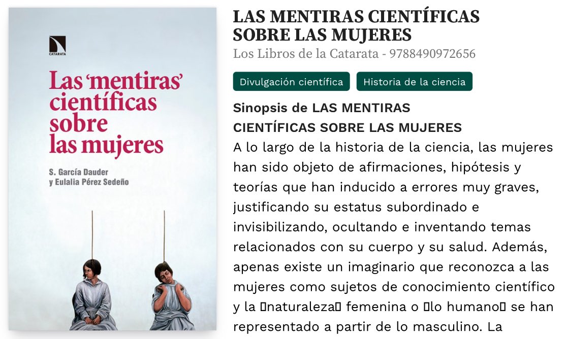 emulenews's tweet photo. #FGUMA #CursoVeranoUMA #Marbella Eulalia Pérez Sedeño en «Las mujeres y la ciencia: ¿ignorancia, desinformación, encubrimiento?»
nos recomienda su libro ”Las mentiras científicas sobre las mujeres” (2017) https://t.co/XfaaiamK7X