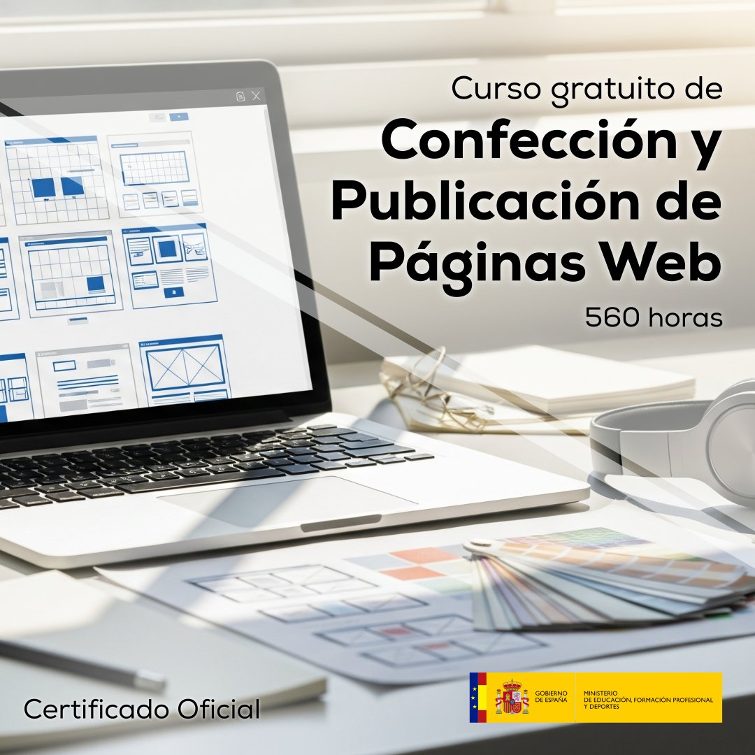 Curso gratuito de Confección y Publicación de Páginas Web el 18 de Agosto en Úbeda. Para más información llámenos al 953 79 50 15 o visítenos en Avenida de la Libertad 50. Úbeda.

grupoforma.org/es/n-115/confe…

#curso #Úbeda #Jaén #diseño #web #gratis
