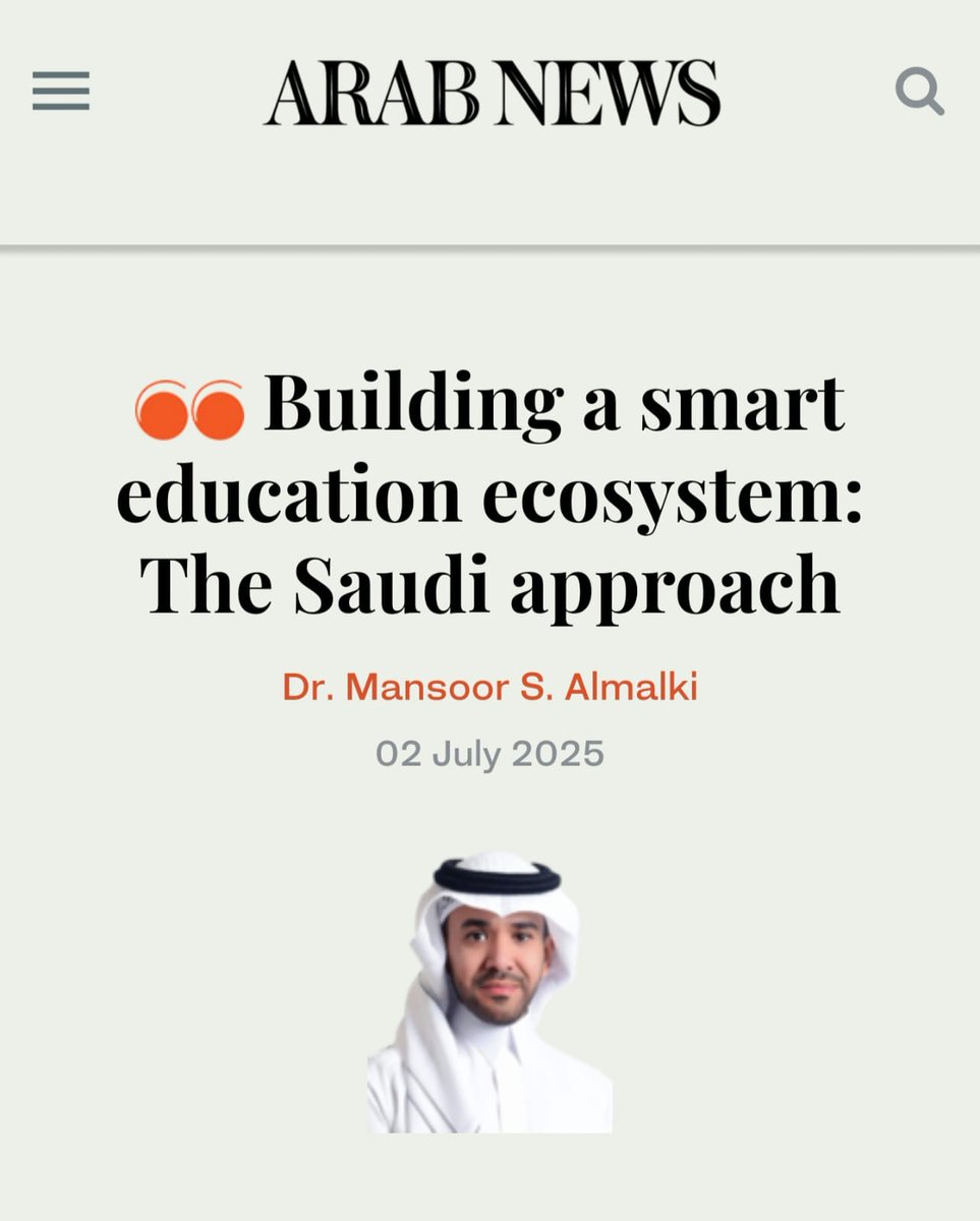 What kind of higher education model will truly serve the Kingdom’s long-term goals?

In my latest article for Arab News;

"Building a smart education ecosystem: The Saudi approach",

I explore how Saudi is reimagining higher education as a strategic engine for Vision 2030, the