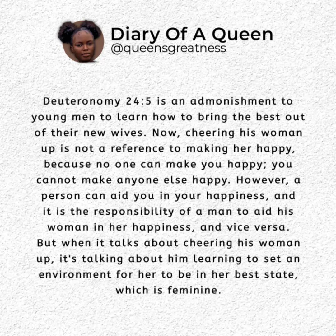 God_Blueprint's tweet image. Feminine Woman.👑👑👑
#deuteronomy24:5
#feminity
#kingsonly
