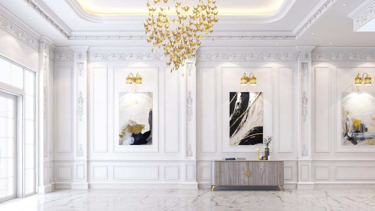 LUXURY SITTING AND DINING AREA DESIGNED BY ONE VISION PROJECTS  #interiordesign #diningarea #sittingarea #luxury #3d #LuxuryLifestyle #LuxuryLiving #LuxuryInteriors #ArchitecturalDesign #ModernLuxury #Qatar #Doha #Moderndesign #stockmarketcrash #India #Trending #viralvideo