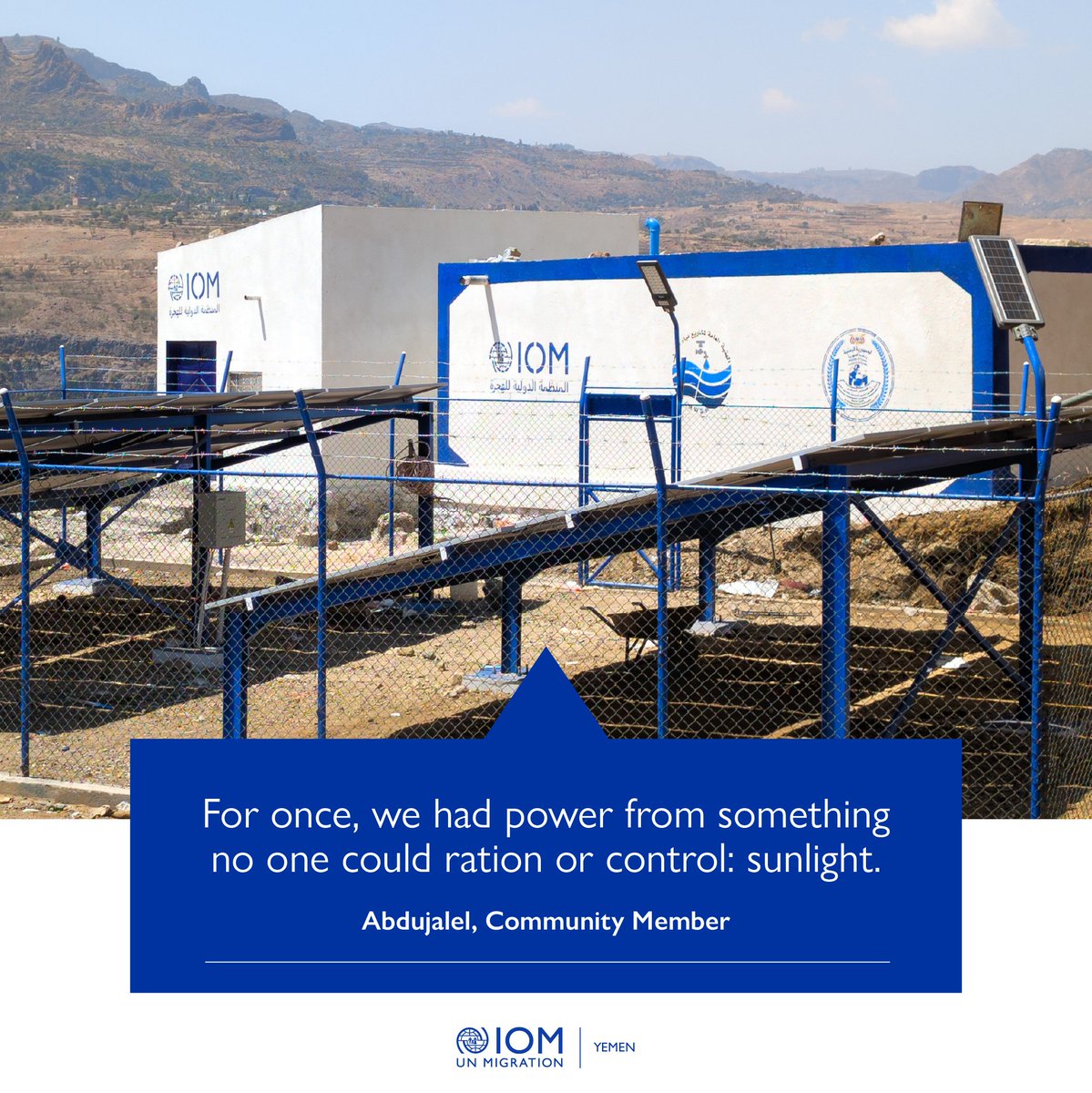 IOM Yemen (@iom_yemen) on Twitter photo Water in Yemen once meant worries and impossible choices 💧
Today, thanks to a solar-powered system supported by <a href="/eu_echo/">EU Civil Protection & Humanitarian Aid 🇪🇺</a> and IOM, 14,000+ people in Al-Nadirah finally have access to safe, sustainable water.
iomyemen.exposure.co/progress-start… Water in Yemen once meant worries and impossible choices 💧
Today, thanks to a solar-powered system supported by <a href="/eu_echo/">EU Civil Protection & Humanitarian Aid 🇪🇺</a> and IOM, 14,000+ people in Al-Nadirah finally have access to safe, sustainable water.
iomyemen.exposure.co/progress-start…