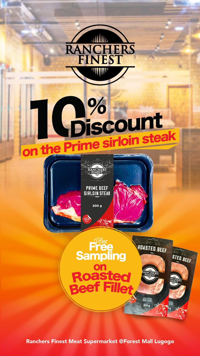 Treat yourself to premium cuts at pocket friendly prices.

📍Forest Mall Lugogo
💬: 0785711697
🌍ranchersfinest.net

#RanchersFinest #trending 
#discount #ofumbyenyo #meatsupermarket #ugandan