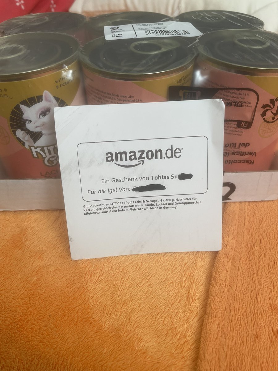 Lieber Tobias Su 🦔 danke 💪danke für deine Futterspende 🦔💪🦔