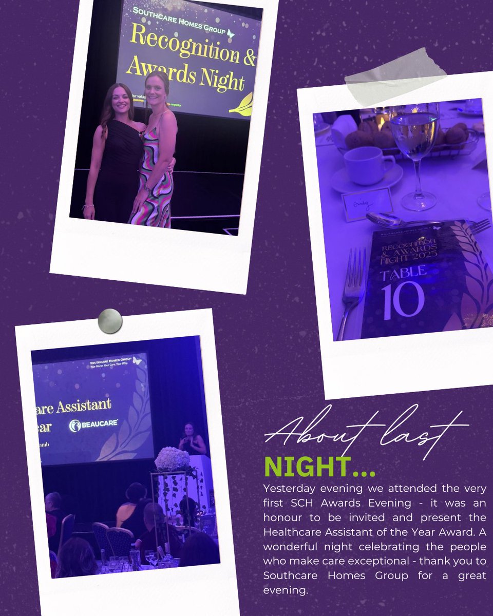 About last night…🎉
Emily G and Emily L had the pleasure of attending and presenting an award at the very first SCH Awards Evening.

It was a brilliant evening honouring care, connection, and the inspiring people making a difference every day.💜
#SCHawards #Caresector #Beaucare