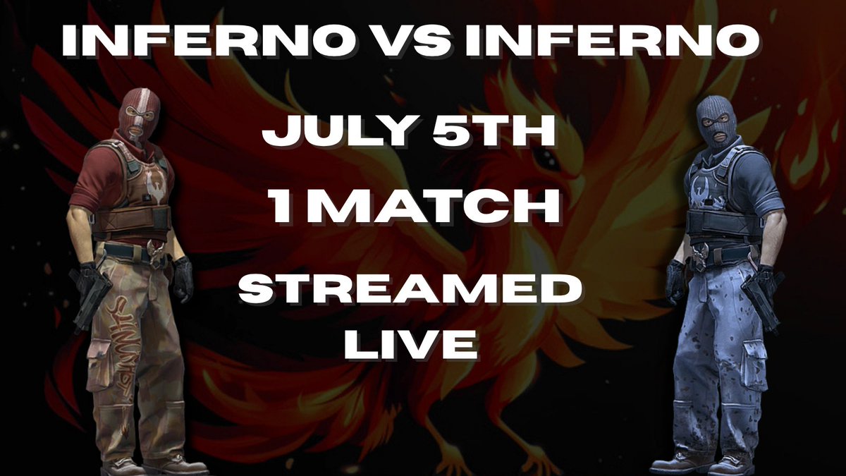 --- COUNTER STRIKE 2 SHOWMATCH ---

This Saturday see's both CS2 teams going head to head against each other at 7:30pm AEST

How could we make this even better? That's right it will be streamed on the <a href="/InfernoGamingAU/">Inferno Gaming</a> Twitch channel.

#IntoTheFlames 🔥
