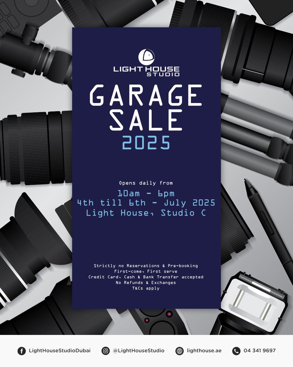 Our Summer Garage Sale is back!
Get Cameras, Lenses, Lights and many more at massive discounts. Starting from 4th July until 6th July 2025 (3
Days Only) - 10am to 6pm daily. All items will be on display in our Studio C to test and try out. Come early to avoid disappointment.