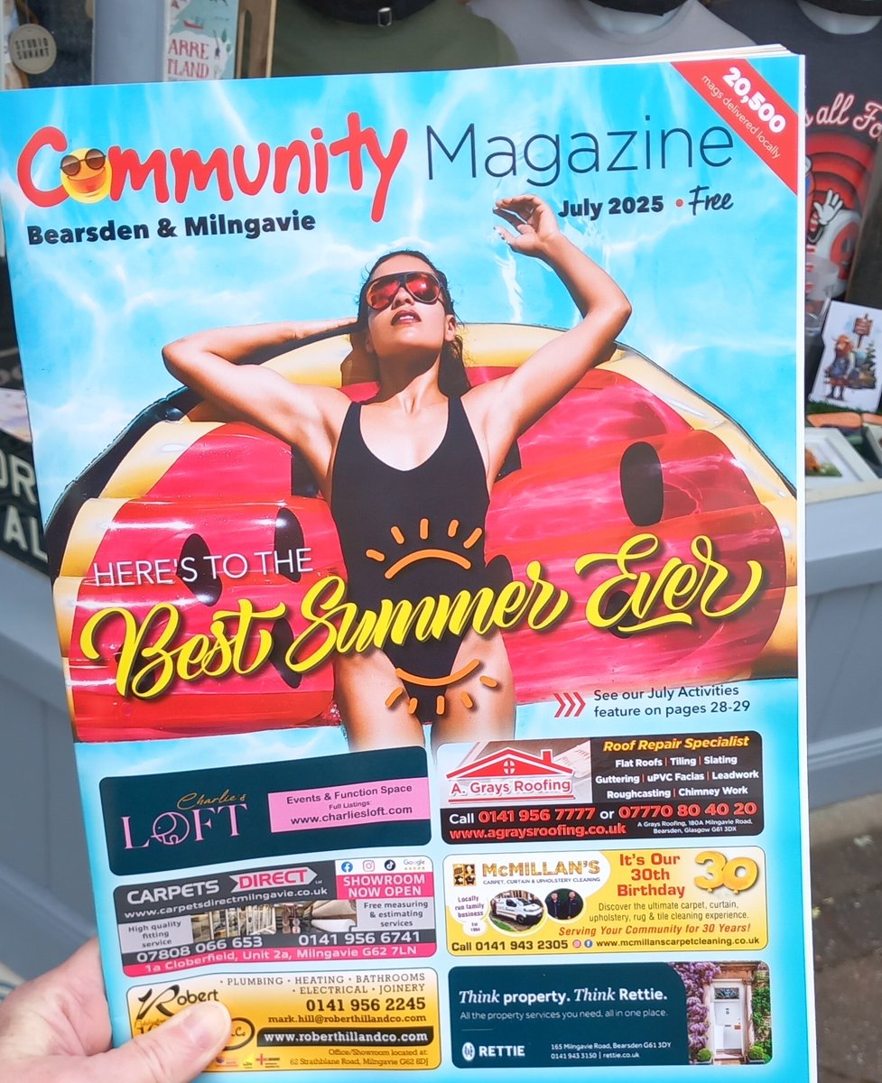 A big thank you to the local <a href="/CommunityMagBaM/">Community Magazine Bearsden & Milngavie</a> magazine for the lovely editorial feature announcing our Award ! We couldn't be happier with all the support from our customers &amp; local community. 
#scottishindepentretailawards
<a href="/milngavie/">Milngavie</a> <a href="/CreativeOceanic/">Creative Oceanic</a>
#Milngavie