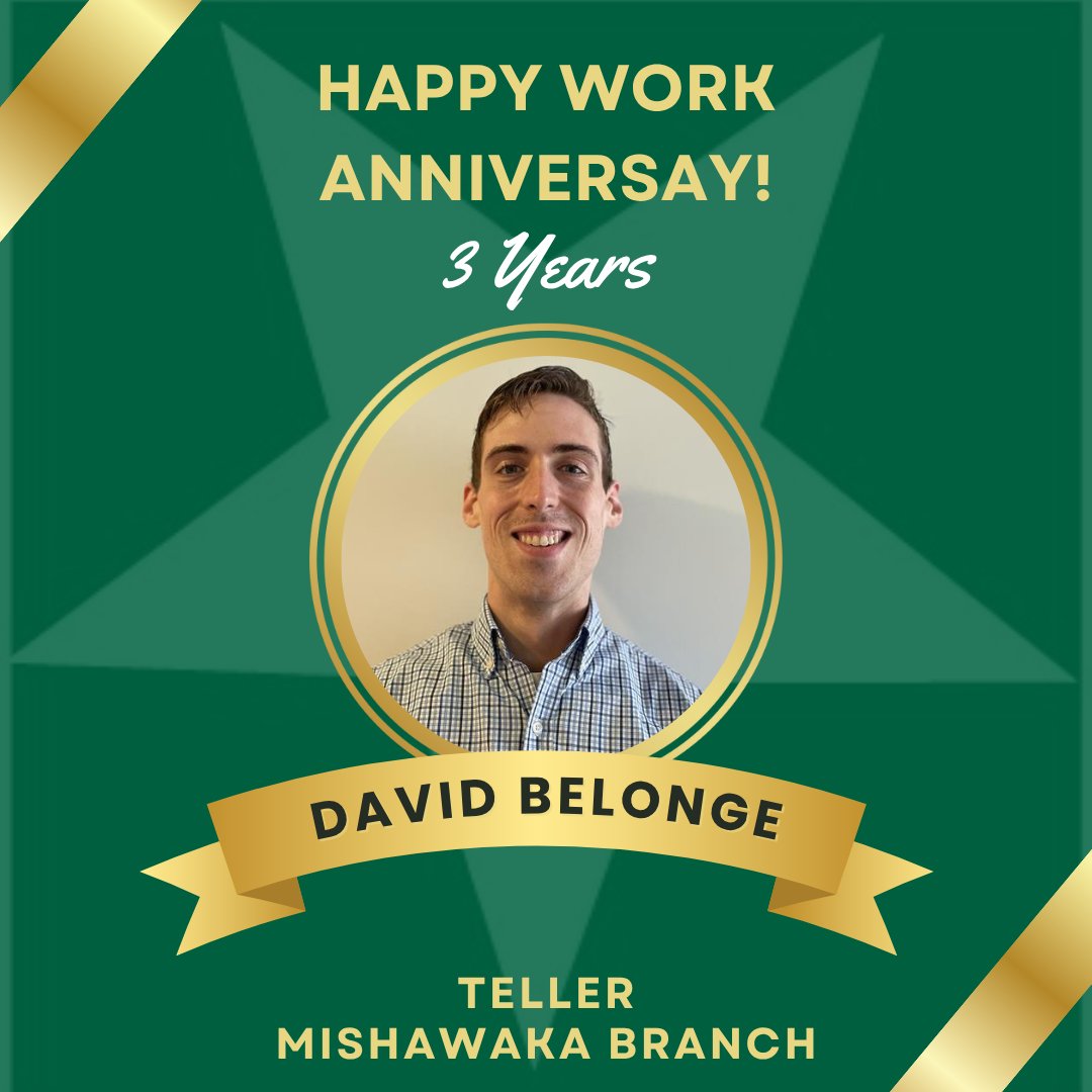 3 years as a valued member of the First Federal family! Congratulations on your Work Anniversary, David!