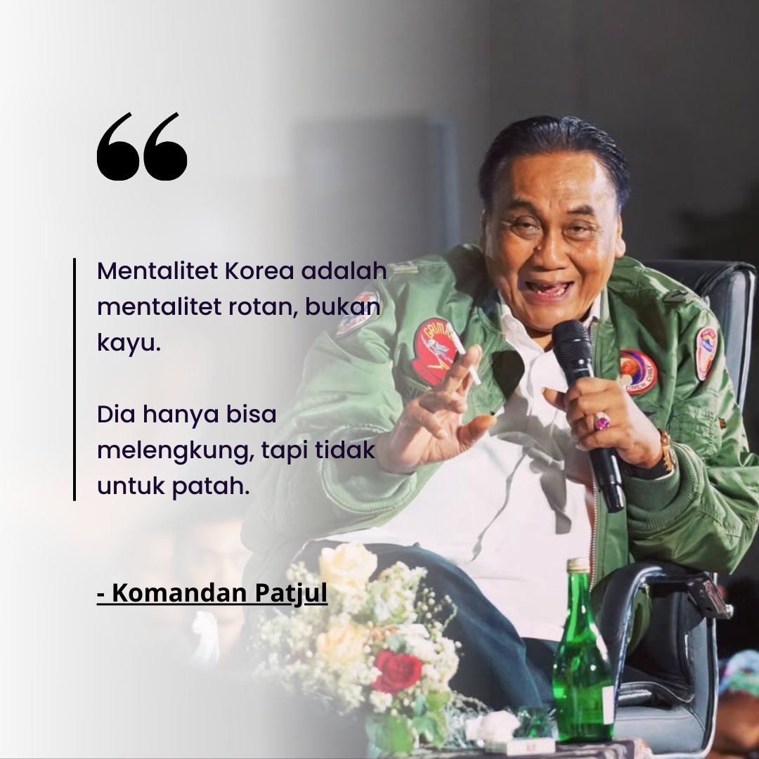 Mengalami kegagalan adalah suatu hal yang wajar, yang terpenting jangan biarkan kegagalan itu membuat dikau patah.

Ingat kata Komandan Bambang Pacul bahwa mentalitet Korea adalah mentalitet rotan, bukan kayu.

Dia hanya bisa melengkung, tapi tidak untuk patah.