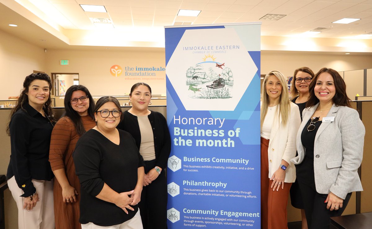ImmokaleeFound's tweet photo. We’re honored to be named the Honorary Business of the Month for July by the Immokalee Eastern Chamber of Commerce! 🌟#BusinessOfTheMonth #CommunityImpact #EducationEmpowers #CollierCountyStrong #EmpowerThroughEducation #HonorInService https://t.co/1dRZtReLa3