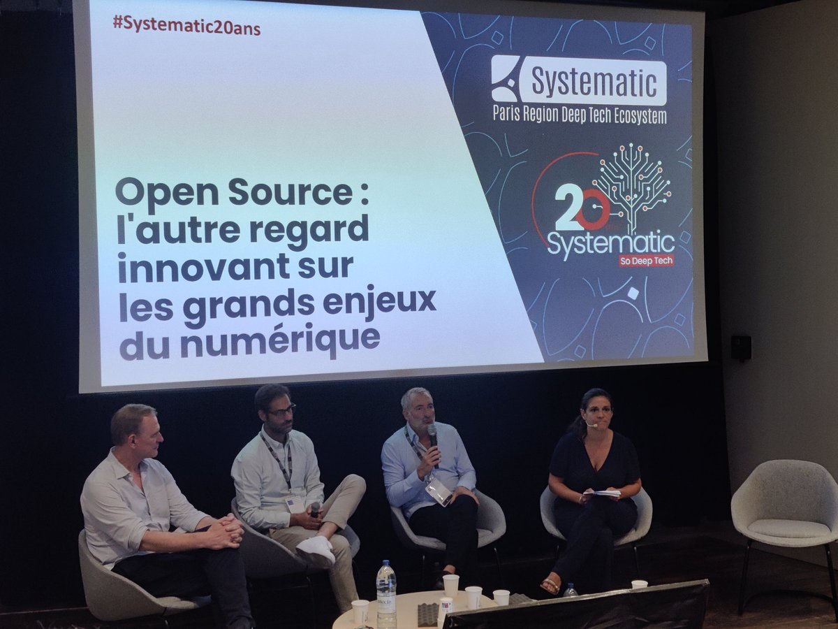 Florent Zara 🐧 (@flzara) on Twitter photo C'est parti pour les 20 ans de <a href="/Pole_Systematic/">Pôle Systematic</a> 🎂
Ça démarre avec la table ronde sur l'#OpenSource avec <a href="/ylechelle/">Yann Lechelle</a> Jean-Charles Bordes & <a href="/pierrebod/">Pierre Baudracco</a>
EDF lab🤝 Présent(e) ? Pinguez-moi pour discuter #OpenSource #Gouvernance #OSPO <a href="/SDVeclipse/">Eclipse Software Defined Vehicle</a> #Foundation
#Systematic20ans C'est parti pour les 20 ans de <a href="/Pole_Systematic/">Pôle Systematic</a> 🎂
Ça démarre avec la table ronde sur l'#OpenSource avec <a href="/ylechelle/">Yann Lechelle</a> Jean-Charles Bordes & <a href="/pierrebod/">Pierre Baudracco</a>
EDF lab🤝 Présent(e) ? Pinguez-moi pour discuter #OpenSource #Gouvernance #OSPO <a href="/SDVeclipse/">Eclipse Software Defined Vehicle</a> #Foundation
#Systematic20ans