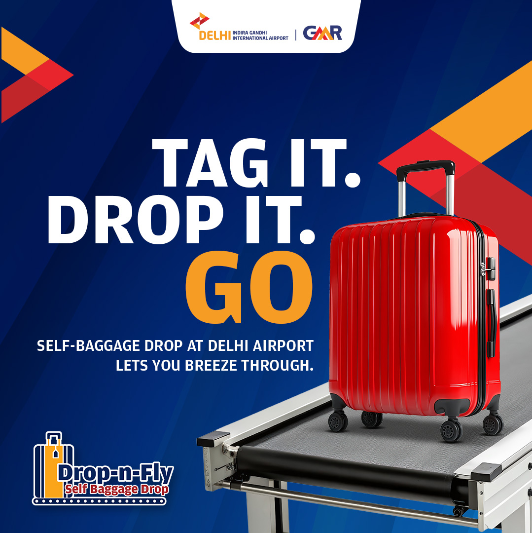 DelhiAirport's tweet photo. Delhi Airport's Self Baggage Drop is designed to save you time before takeoff. #DelhiAirport #SelfBaggageDrop #TravelSmart #FlySmart https://t.co/AwWhG8wSfC