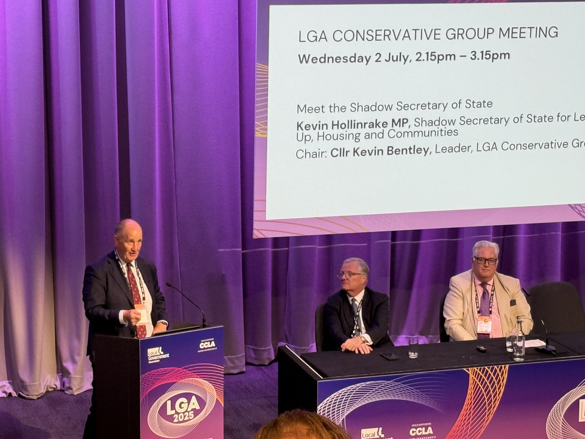 Great to hear from Shadow Secretary of State <a href="/kevinhollinrake/">Kevin Hollinrake MP</a>, a very good friend of <a href="/MedwayTories/">Medway Conservatives</a>, at <a href="/LGACons/">LGA Conservatives</a> Group meeting this afternoon at #LGAConf25.