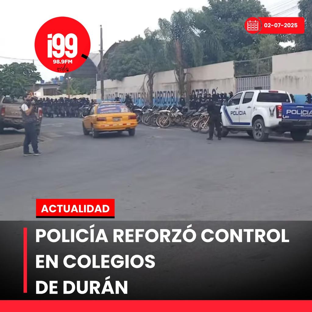Radio_i99's tweet image. Al menos 100 policías se desplegaron en planteles educativos de Durán para evitar el ingreso de armas y drogas. 

El operativo se ejecutó tras denuncias y hechos violentos recientes en el cantón, según la Policía y el Ministerio de Educación.

#ControlEscolar #SeguridadDurán
