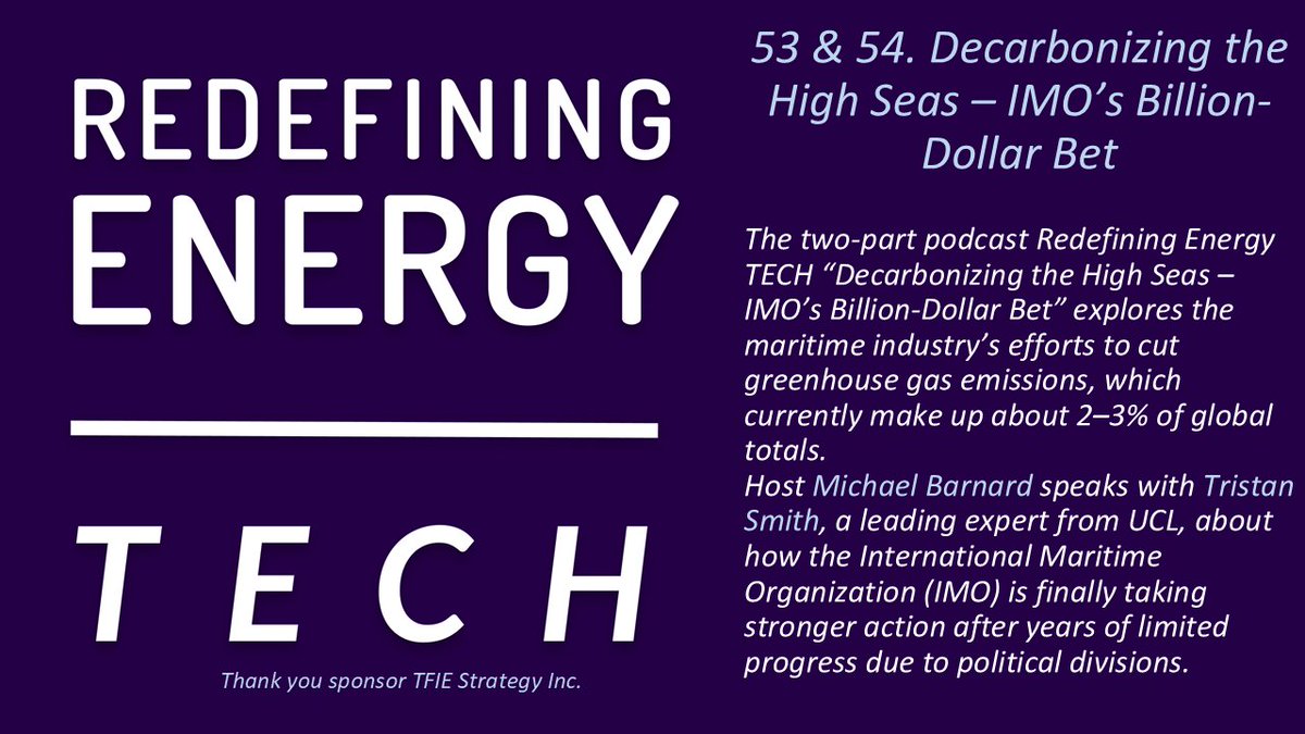 Redef_Energy's tweet image. 🎤 Redefining Energy TECH - Ep53 and 54. Decarbonizing the High Seas - IMO’s Billion-Dollar Bet
#applepodcast podcasts.apple.com/gb/podcast/red…
#spotify open.spotify.com/show/5wwTdK7Tm…