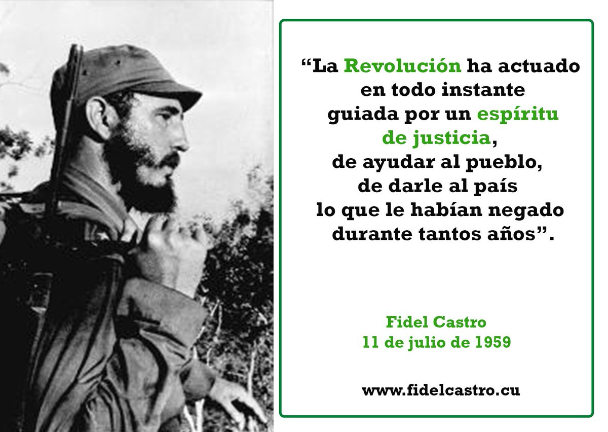 📅11 de julio de 1959  🎙️#FidelCastro: “La Revolución ha actuado en todo instante guiada por un espíritu de justicia, de ayudar al pueblo, de darle al país lo que le habían negado durante tantos años”.

👉bit.ly/2sISBs8