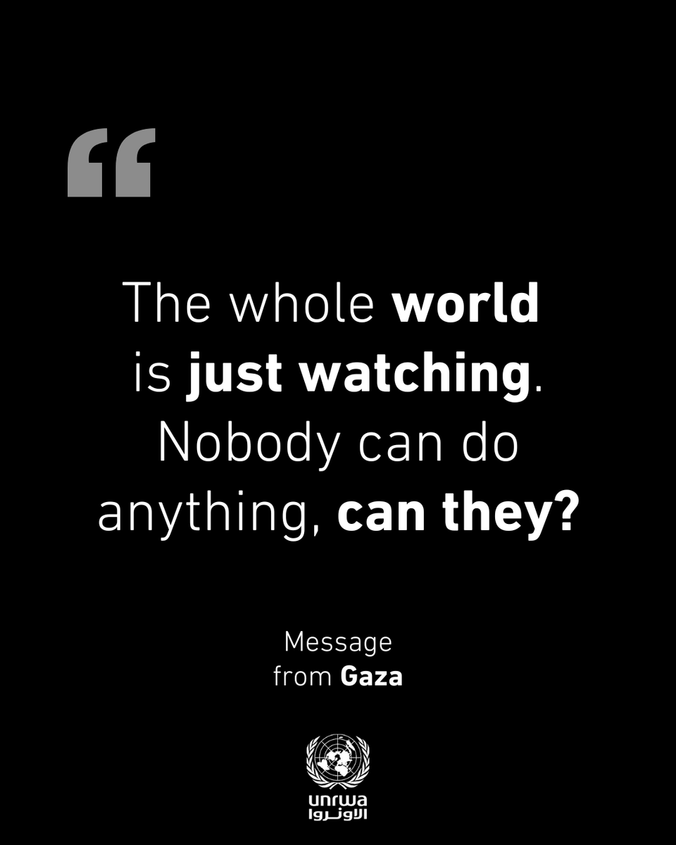 'Nobody can do anything, can they?'
Yes, they can.
The starvation, displacement, and gunfire in #Gaza can and must be stopped.

The Israeli Authorities must lift the siege.

The GHF aid distribution scheme must end.

The UN-led humanitarian aid distribution, inclusive of UNRWA,