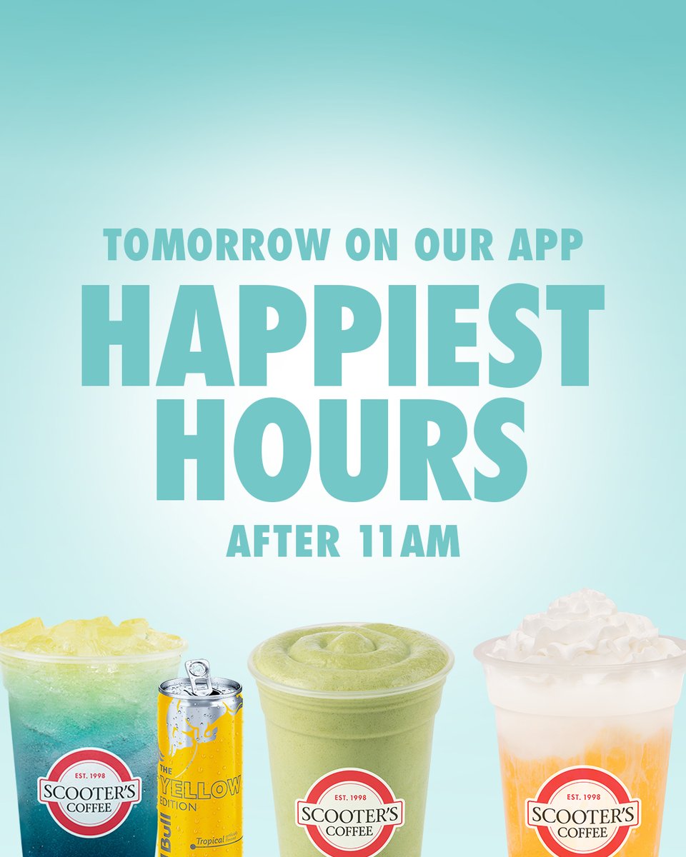 scooterscoffee's tweet image. Sip, save, and smile! 😊 Enjoy $2 off your favorite Red Bull Infusions (including blended!), Sparkling Floats, and Smoothies after 11 a.m. when you use the Scooter's Coffee app, July 3–6. * Now that's what I call happy hour! 🥤✨☀️
*Offer valid from 7/3/25 to 7/6/25, limit one…