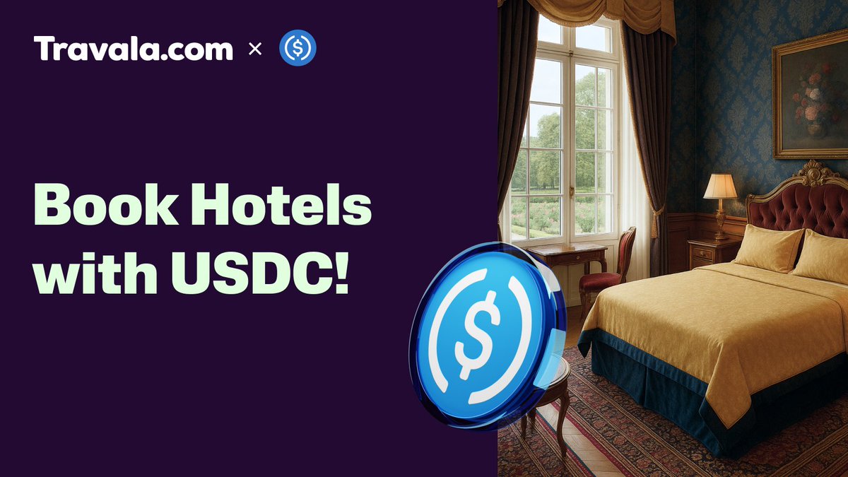 travalacom's tweet photo. You deserve to travel the way YOU want!

Skip the bank fees and book your next hotel stay with $USDC on Travala 🏨
 
🔹0 transaction fees using the built-in wallet
🔹Crypto givebacks after every trip

Start your journey today! https://t.co/tOjhkMYj9F