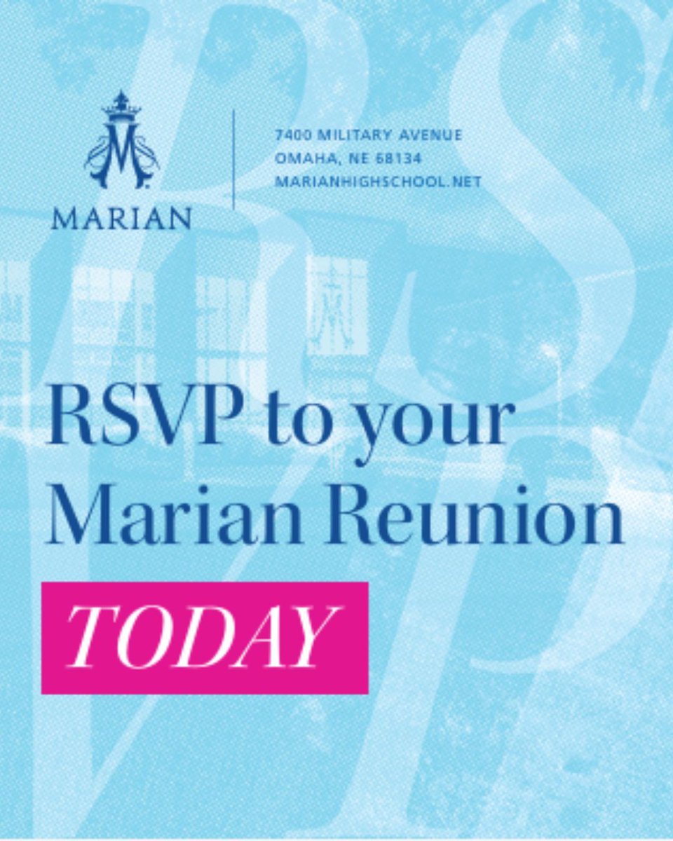 Reunion Weekend is just around the corner. Join us for Mass at the convent chapel, complimentary food, drinks and a night of Marian sisterhood. RSVP today via the link below. 

marianhighschool.net/alumnae/events…