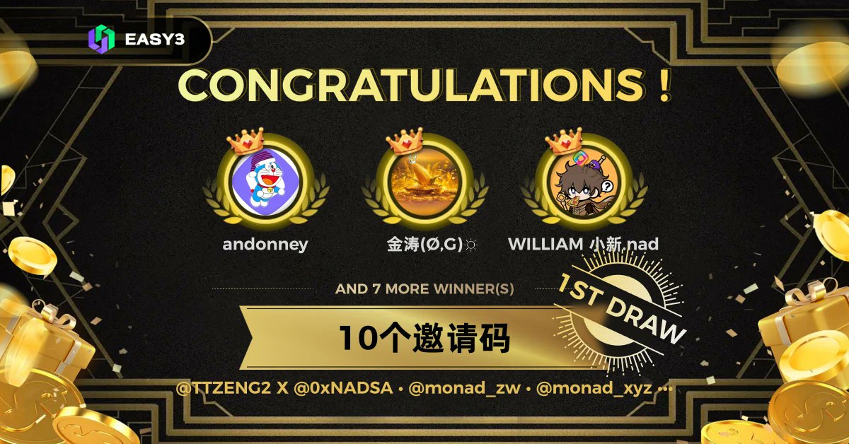 taotao zeng|monad (@ttzeng2) on Twitter photo 🏆恭喜中奖
1. <a href="/AnDonney/">andonney</a>
2. <a href="/Crypto2678/">金涛(Ø,G)🔆</a>
3. <a href="/Williamnads/">WILLIAM 小新.nad</a>
4. <a href="/N18339217391/">kangkingzs</a>
5. <a href="/Thaondg/">Thaondg</a>
6. <a href="/earnmoneyyy01/">wb0323</a>
7. <a href="/biobax1/">qianduoduo</a>
8. <a href="/RosalieAnnnne/">京城护卫</a>
9. <a href="/a5k5d/">@a5k5d</a>
10. <a href="/damilixst/">damili🔆</a>
easy3.app/cn/picker2/ZCU…
#Easy3
-----------------------------------
x.com/x/status/19403… 🏆恭喜中奖
1. <a href="/AnDonney/">andonney</a>
2. <a href="/Crypto2678/">金涛(Ø,G)🔆</a>
3. <a href="/Williamnads/">WILLIAM 小新.nad</a>
4. <a href="/N18339217391/">kangkingzs</a>
5. <a href="/Thaondg/">Thaondg</a>
6. <a href="/earnmoneyyy01/">wb0323</a>
7. <a href="/biobax1/">qianduoduo</a>
8. <a href="/RosalieAnnnne/">京城护卫</a>
9. <a href="/a5k5d/">@a5k5d</a>
10. <a href="/damilixst/">damili🔆</a>
easy3.app/cn/picker2/ZCU…
#Easy3
-----------------------------------
x.com/x/status/19403…