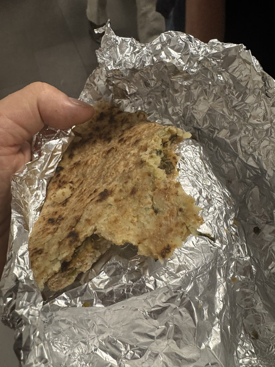 Homemade Aloo Parothay during the luncheon interval