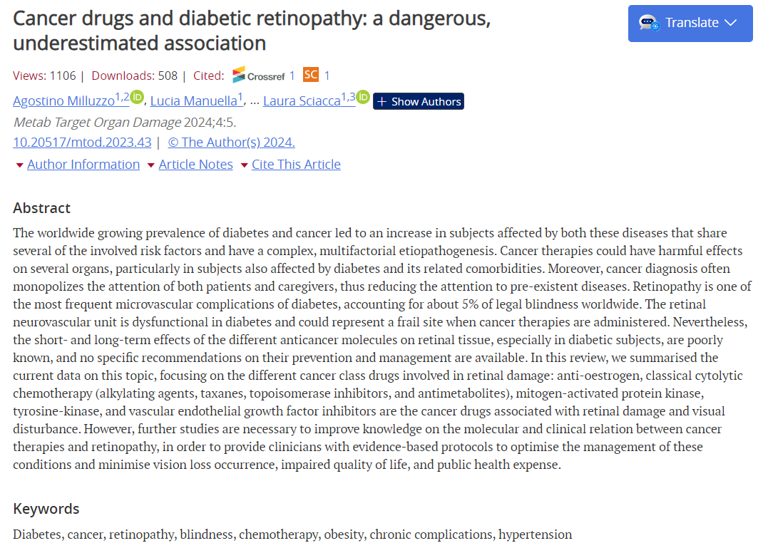 🚨 Cancer therapies may worsen diabetic retinopathy — an underestimated and dangerous intersection of two major diseases. Learn which drugs are involved and why more research is urgently needed.
📖 Read now: oaepublish.com/articles/mtod.…
#Diabetes #Cancer #Retinopathy #Oncology