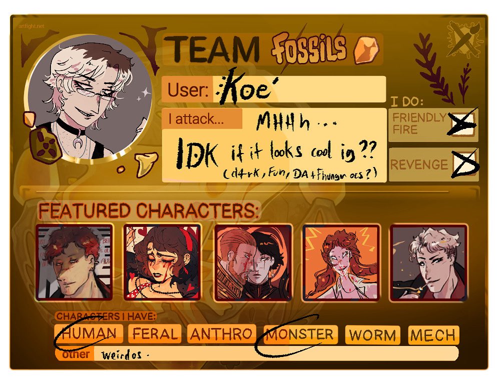 Who is doing #artfight this year ?? 🔥
You can find me @ koecollin on the website !!
#TEAMFOSSILS #TEAMFOSSILS #artfight2025