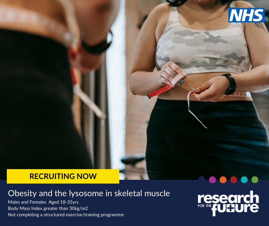 Research_Future's tweet image. 🔵𝗥𝗲𝗰𝗿𝘂𝗶𝘁𝗶𝗻𝗴 𝗻𝗼𝘄– Obesity and muscle lysosome
People aged 18-35 with a BMI 30+ to investigate the effect of obesity on the lysosome in skeletal muscle.
Message us or visit:
researchforthefuture.org/studies/obesit…