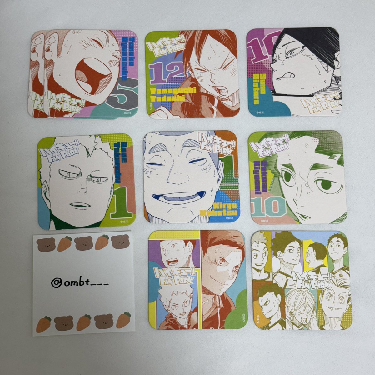 ombt___'s tweet photo. 【交換・譲渡】
ハイキュー ファンパーク るんるんバザール コースター アートコースター

譲 : 画像のもの(田中 山口 角名 青根 桐生 佐久早 烏野 梟谷)

求 : 天童 or 定価(132円)＋送料

郵送でのお取引予定です。
検索からもお気軽にお声掛けください🪽 https://t.co/gdyp3wlqrc