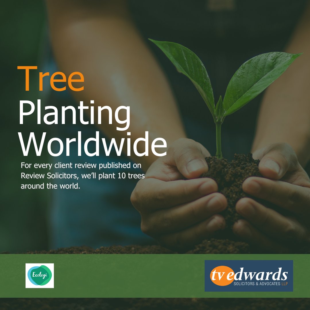 We’re thrilled to launch our Global Tree Planting Initiative!

For every client review left on ReviewSolicitors, we’ll plant 10 trees worldwide 

We’ve partnered with Ecologi | B Corp™, a global reforestation leader, to make your feedback count 

 bit.ly/44KtQA8