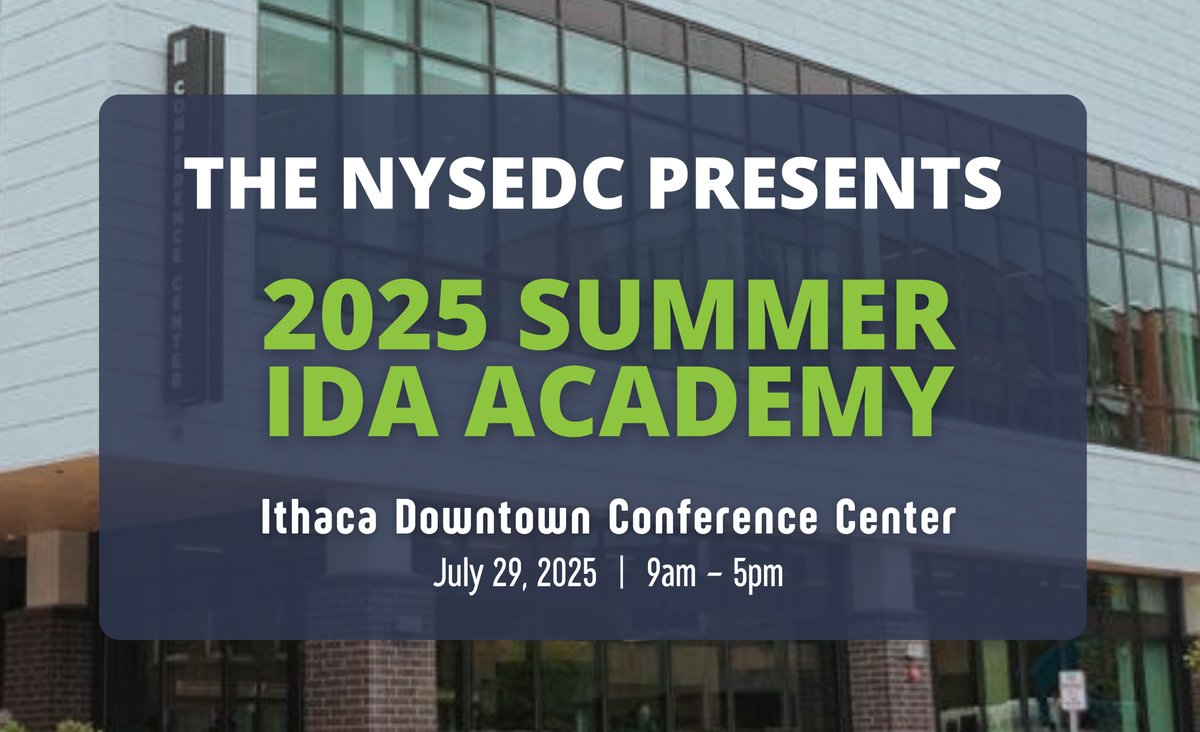 📣 Calling IDA staff, executives, and board members!

Join our Summer IDA Academy on July 29 at the Ithaca Downtown Conference Center to stay current on best practices, legislative updates, &amp; tools to make your IDA more effective. Registration is open now: nysedc.org/2025_summer_id…