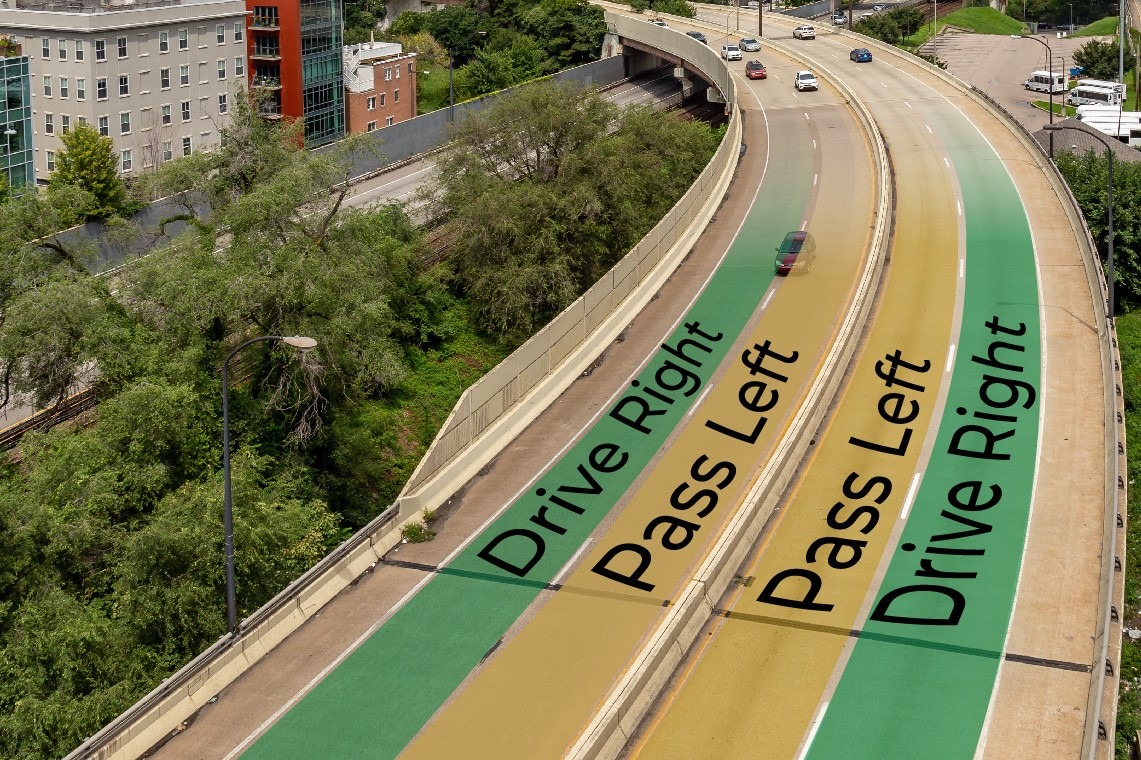 Drive right, pass left! 🚗

Please drive in the right lane unless you have a reason to be in the left lane. This helps keep traffic flowing.