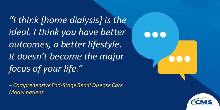CMSinnovates's tweet image. #ValueBasedCare focuses on what you value most. #WhatDoYouValue? For this kidney dialysis patient, it was being able to continue working while receiving kidney dialysis. With #HomeDialysis, she was able to do just that: go.cms.gov/3PCKNoc