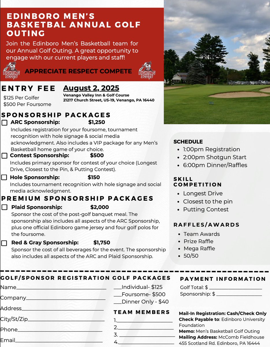 Our annual golf outing is ONE month away. Sign up now for a day filled with golf, prizes, contests, and supporting your Fighting Scots. 

#ARC
secure.touchnet.net/C20630_ustores…