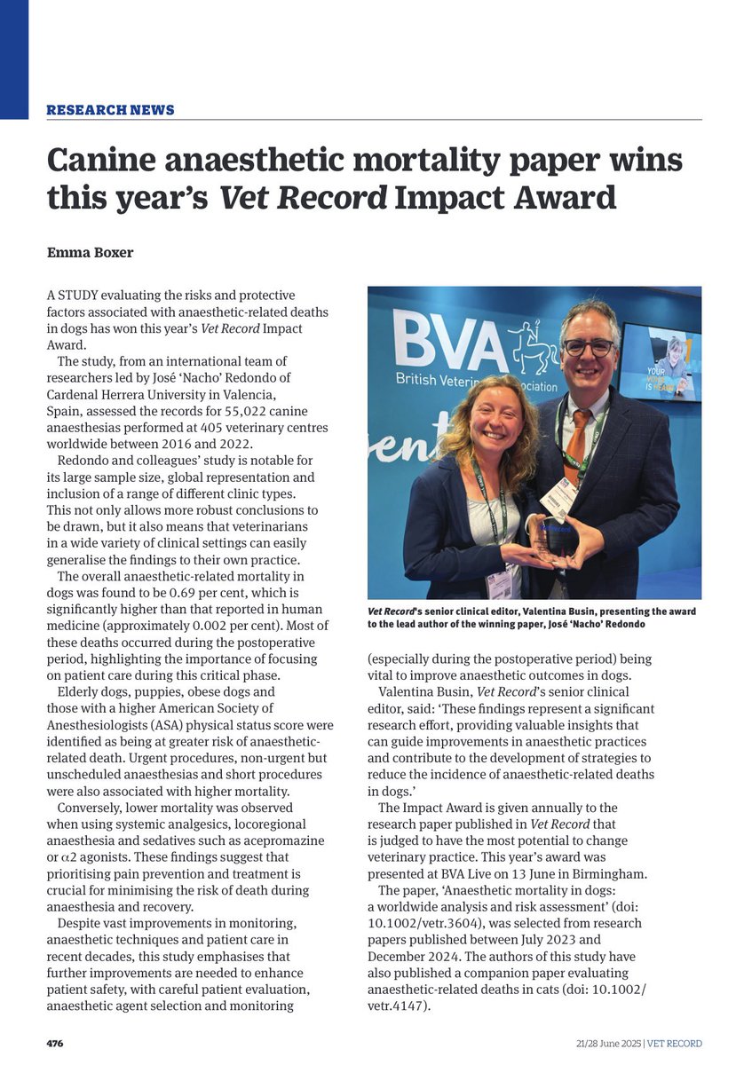 Nacho Redondo (@nachorredondo) on Twitter photo So proud to see our Veterinary Record Impact Award featured in the latest issue of Vet Record! 🐶📖 Massive thanks to Emma Boxer for the write-up and to everyone involved in this project. Open access & out now! #VetMed #ResearchImpact <a href="/VeterinaryRecor/">Veterinary Record</a> <a href="/CienciaUCHCEU/">Ciencia CEU UCH</a> So proud to see our Veterinary Record Impact Award featured in the latest issue of Vet Record! 🐶📖 Massive thanks to Emma Boxer for the write-up and to everyone involved in this project. Open access & out now! #VetMed #ResearchImpact <a href="/VeterinaryRecor/">Veterinary Record</a> <a href="/CienciaUCHCEU/">Ciencia CEU UCH</a>