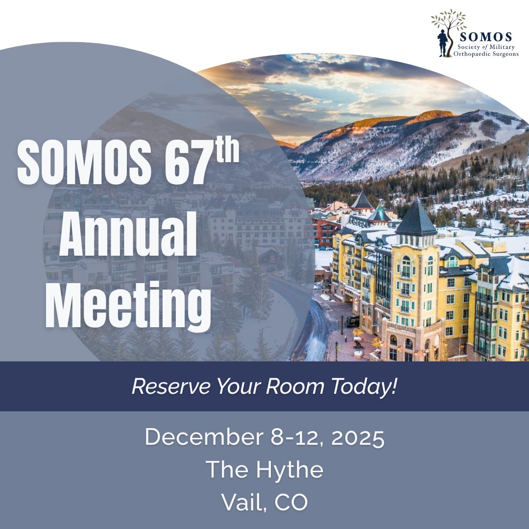 Take in the views, the knowledge, and the networking at the 67th Annual SOMOS Meeting in Vail. Secure your hotel room now and be steps away from all the action!
zurl.co/2Osuu #SOMOS2025 #SOMOSMeeting #Orthopaedics #MilitaryMedicine #OrthopaedicSurgeons