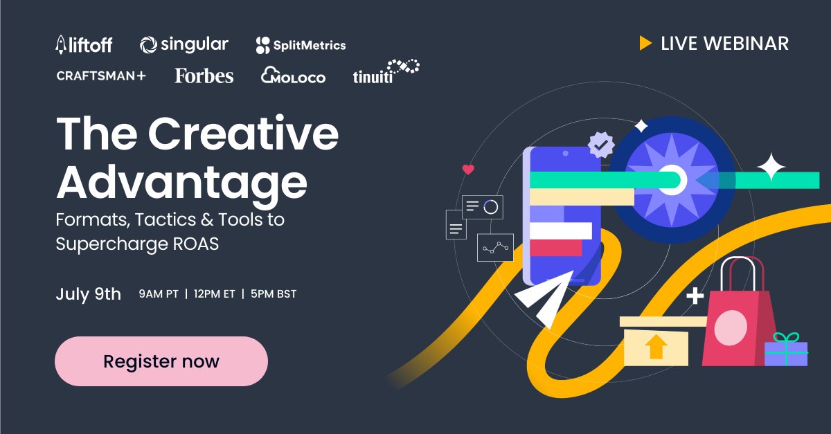liftoffmobile's tweet image. When performance dips, creative makes the difference.
With targeting less reliable, your ad creative is now your biggest growth lever.
Hear from experts at @SingularLabs, @craftsmanplus, @TikTokBusiness, @Tinuiti, @MolocoHQ, @SplitMetrics.
👉🏼 hubs.li/Q03thBLl0