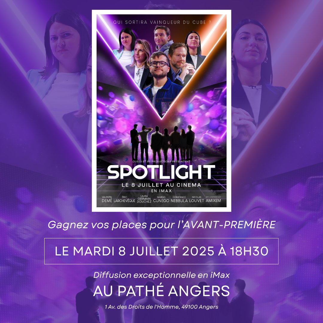 🟣 Cube3 - Spotlight 2025 

🎟️ Vous êtes invité pour l'avant-première ! 

#Spotlight2025, le grand concours d'entrepreneuriat organisé par <a href="/joincube3/">cube3</a>🟪

25 entrepreneurs, 
5 défis intenses, 
1 cube immersif,
50 000 euros en jeu

🎬 Découvrez les coulisses d’une compétition
