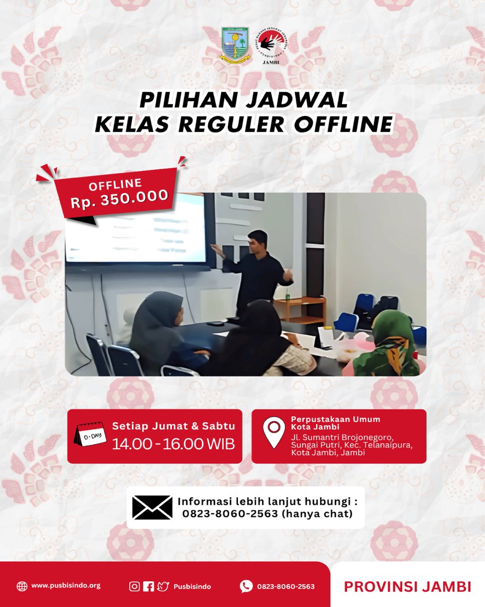 Pendaftaran kls bahasa isyarat level 1 area Jambi diperpanjang!

Utk pendaftaran kelas bahasa isyarat Jambi, klik link : bit.ly/PusbisindoJamb…

Utk  pertanyaan / info lbih lanjut, bisa hubungi Pusbisindo Jambi via WA: wa.link/vypuk2 
#kelasbahasaisyarat